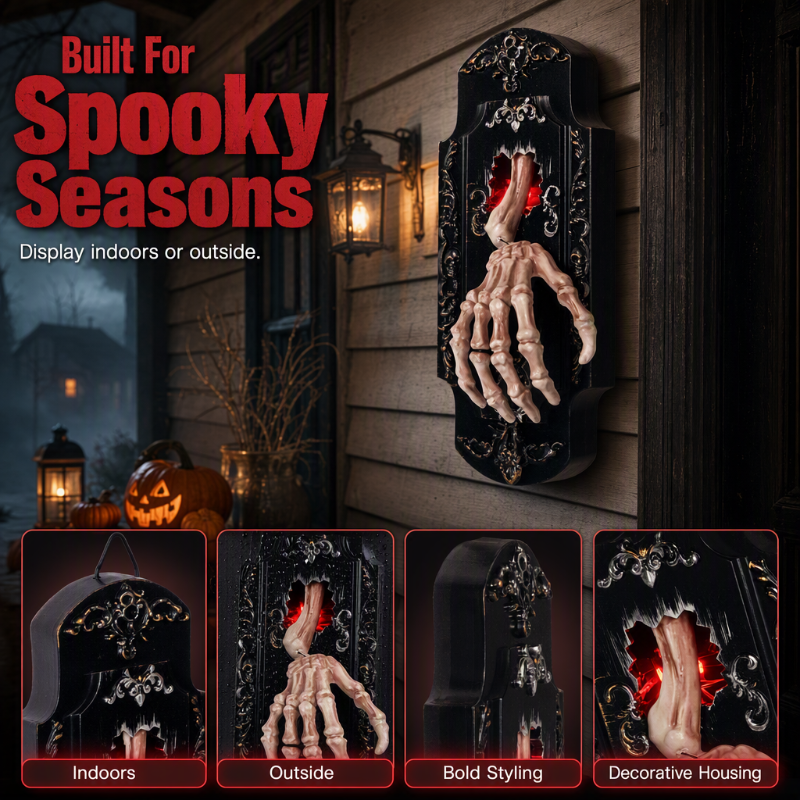 👻Soldes d'Halloween👻Décoration suspendue de sonnette de porte à crâne fantomatique
