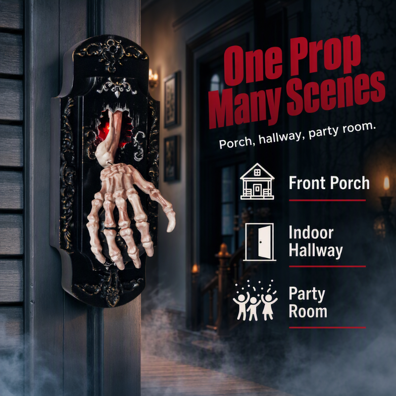 👻Soldes d'Halloween👻Décoration suspendue de sonnette de porte à crâne fantomatique