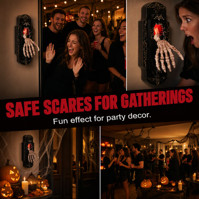 👻Soldes d'Halloween👻Décoration suspendue de sonnette de porte à crâne fantomatique