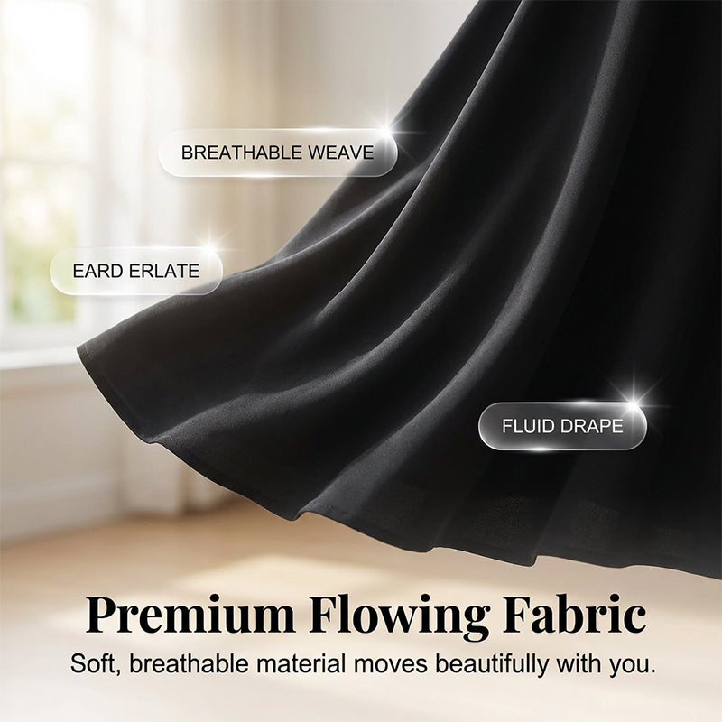 Robe élégante à col en V et taille haute avec manches bouffantes