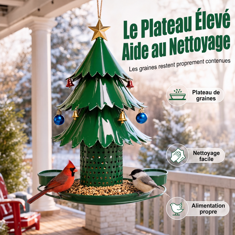 🌳🐦 Distributeur à graines pour oiseaux en forme d’arbre festif – Grande capacité, design original, transformez votre jardin ou balcon en un refuge gourmand où les mésanges et rouges-gorges adorent se poser 🌿✨