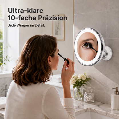 Miroir de maquillage grossissant 10 fois avec éclairage LED et ventouse