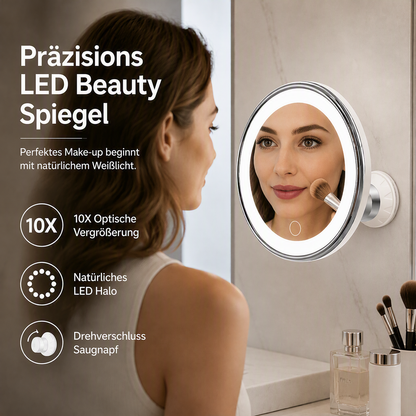 Miroir de maquillage grossissant 10 fois avec éclairage LED et ventouse