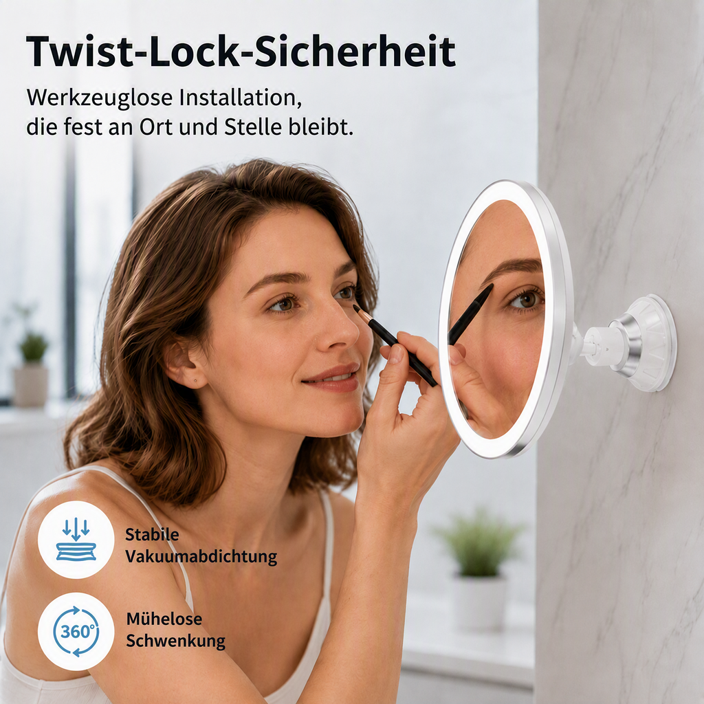 Miroir de maquillage grossissant 10 fois avec éclairage LED et ventouse