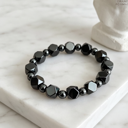 📿 -50% ! ✨ Bracelet Vintage en Pierre Synthétique Ronde – Pierre + Alliage – Ajustement Élastique & Style Unisexe pour Quotidien Chic 🎀