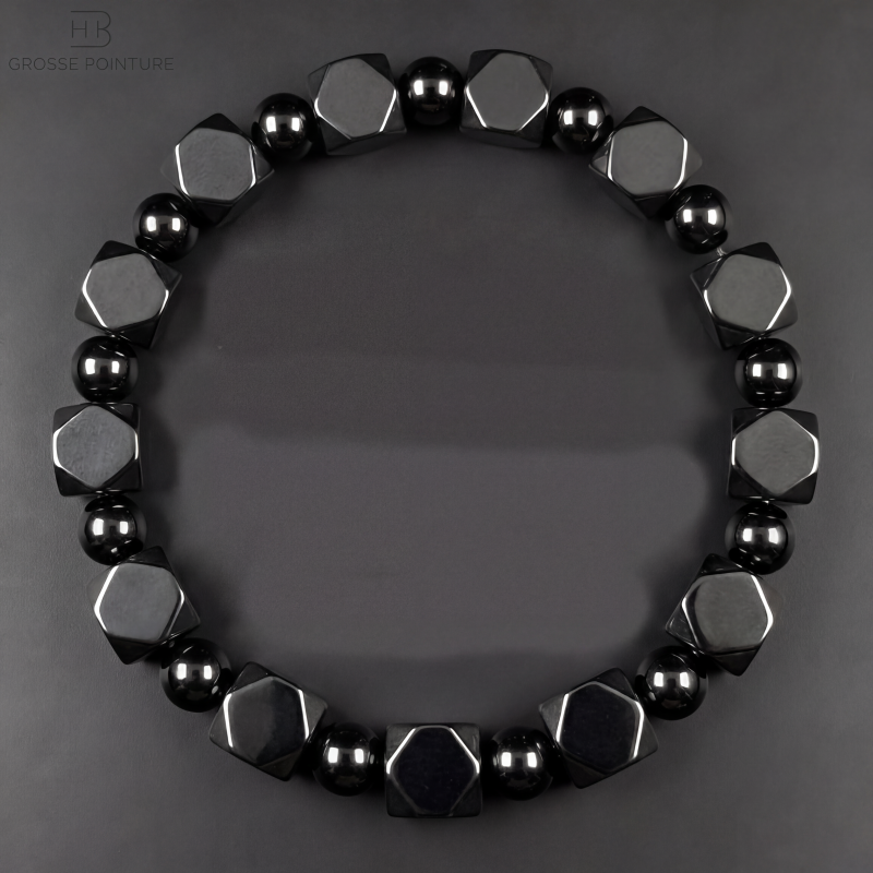 📿 -50% ! ✨ Bracelet Vintage en Pierre Synthétique Ronde – Pierre + Alliage – Ajustement Élastique & Style Unisexe pour Quotidien Chic 🎀
