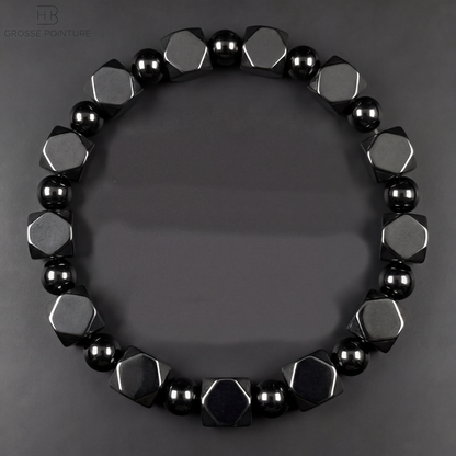 📿 -50% ! ✨ Bracelet Vintage en Pierre Synthétique Ronde – Pierre + Alliage – Ajustement Élastique & Style Unisexe pour Quotidien Chic 🎀