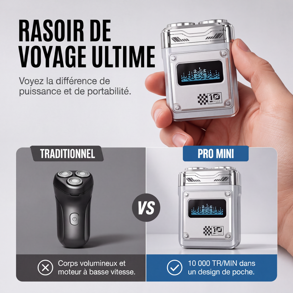 ⚡ Rasoir électrique portable pour homme – Compact, puissant et adapté aux voyages pour un rasage lisse où que vous soyez ✨🧔