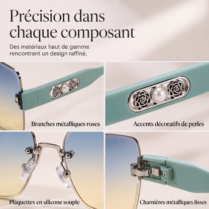 🕶️ -50% ! ✨ Lunettes de Soleil Carrées Sans Bord pour Femmes – Résine HD UV400 & Métal – Design Oversize avec Perles Décoratives pour Look Urbain Chic 💎