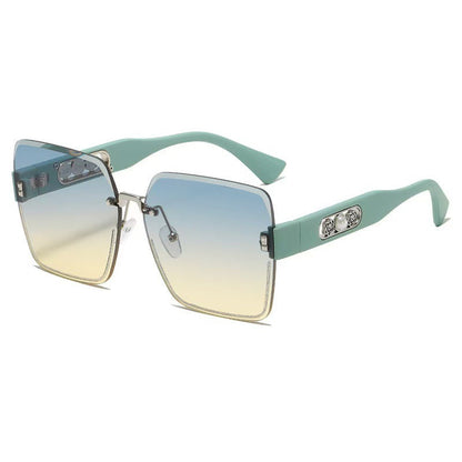 🕶️ -50% ! ✨ Lunettes de Soleil Carrées Sans Bord pour Femmes – Résine HD UV400 & Métal – Design Oversize avec Perles Décoratives pour Look Urbain Chic 💎