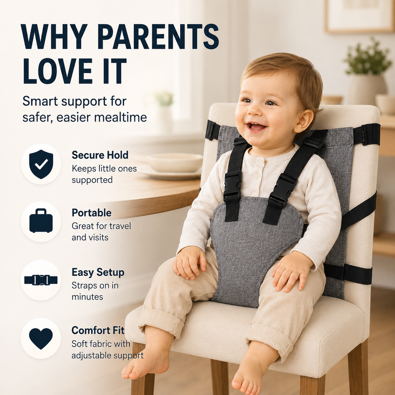 🍼 50% DE RÉDUCTION! 🪑 Harnais sécurité portable bébé – Ajustable, fixation rapide & universel – Idéal pour chaise haute, poussette et voiture 🚗