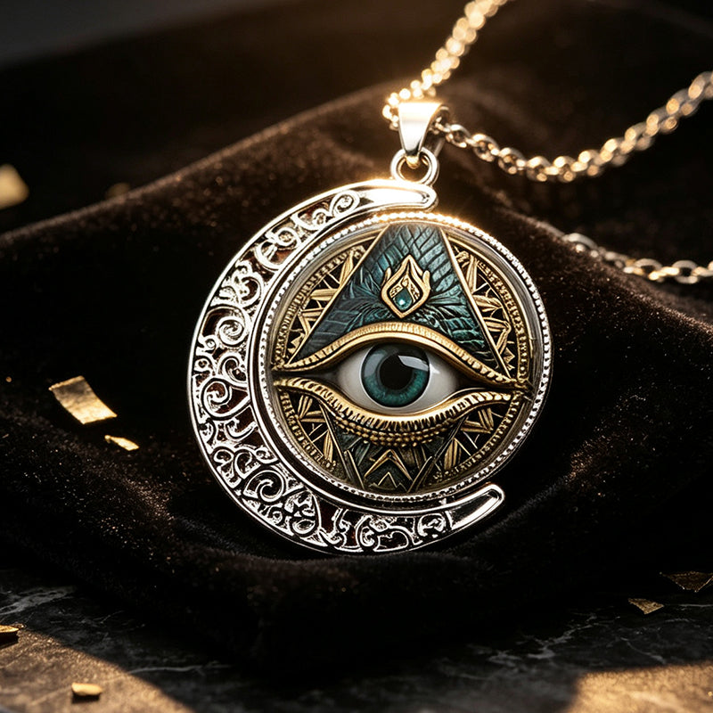 👁️ 50% DE RÉDUCTION! ✨ Collier Pendentif Œil Omniscient Vintage – Alliage de zinc, design mystérieux & rétro – Parfait pour le quotidien et les soirées 🖤