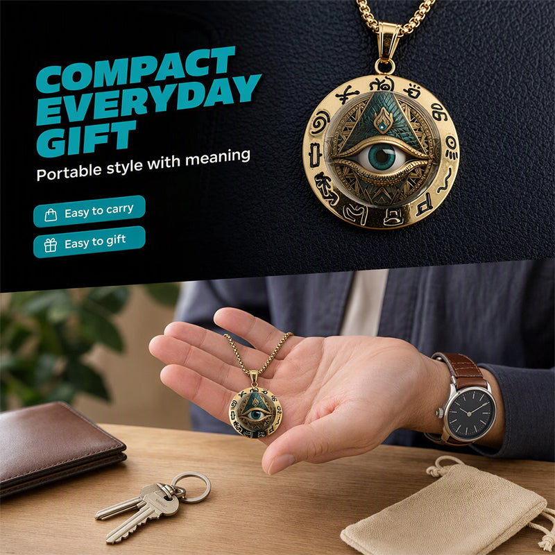 👁️ 50% DE RÉDUCTION! ✨ Collier Pendentif Œil Omniscient Vintage – Alliage de zinc, design mystérieux & rétro – Parfait pour le quotidien et les soirées 🖤