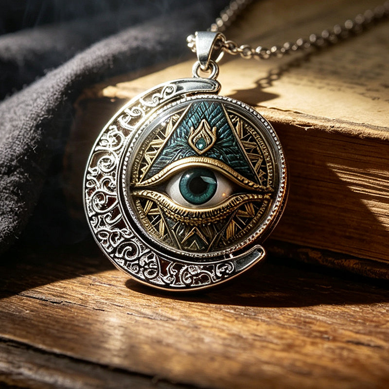 👁️ 50% DE RÉDUCTION! ✨ Collier Pendentif Œil Omniscient Vintage – Alliage de zinc, design mystérieux & rétro – Parfait pour le quotidien et les soirées 🖤