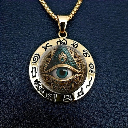 👁️ 50% DE RÉDUCTION! ✨ Collier Pendentif Œil Omniscient Vintage – Alliage de zinc, design mystérieux & rétro – Parfait pour le quotidien et les soirées 🖤
