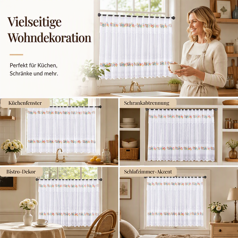 🌸 Rideau de cuisine court style vintage avec dentelle – une décoration élégante et chaleureuse pour votre intérieur