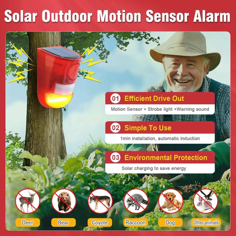 🛡️ 50% DE RÉDUCTION! ☀️ Répulsif Solaire Ultrasonique – Capteur PIR 110°, détection 8 m & sirène 110 dB – IP65 – Protection efficace pour jardin et terrasse 🌿