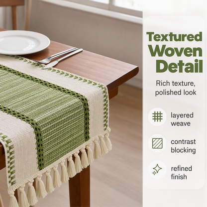 ✨ Elegant Fringe Table Runner