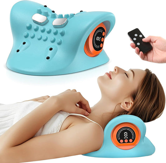 💆 -50% ! 🔥 Oreiller de Massage Cervical EMS – Chaleur Réglable & Traction Bidirectionnelle – Relaxation & Soulagement Douleur 💤