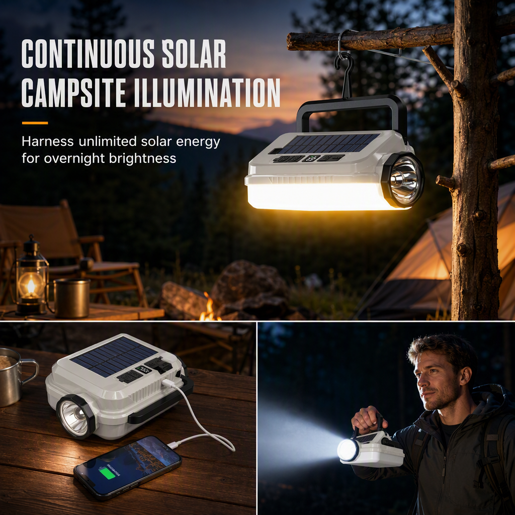 📢📢40 % DE RÉDUCTION !! ⏰Lanterne de Camping Solaire à LED – Rechargeable & Powerbank Intégré for Éclairage et Charge en Plein Air ✨
