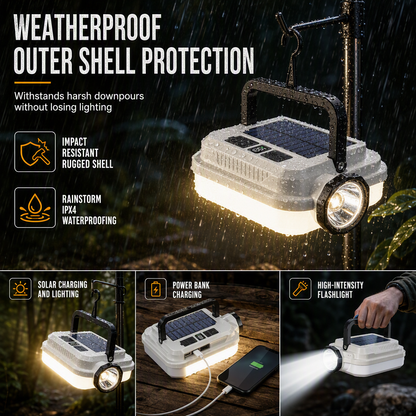 📢📢40 % DE RÉDUCTION !! ⏰Lanterne de Camping Solaire à LED – Rechargeable & Powerbank Intégré for Éclairage et Charge en Plein Air ✨