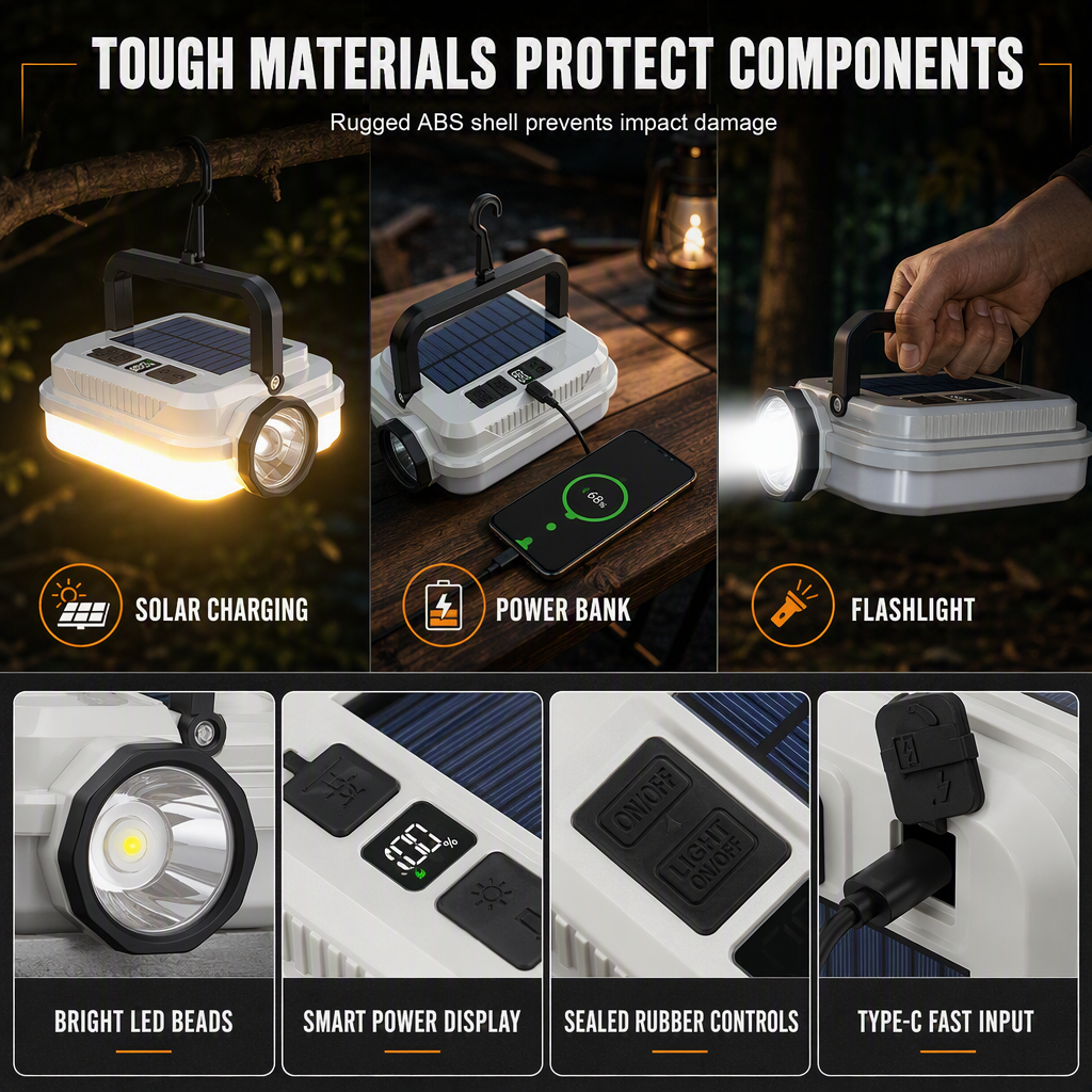 📢📢40 % DE RÉDUCTION !! ⏰Lanterne de Camping Solaire à LED – Rechargeable & Powerbank Intégré for Éclairage et Charge en Plein Air ✨