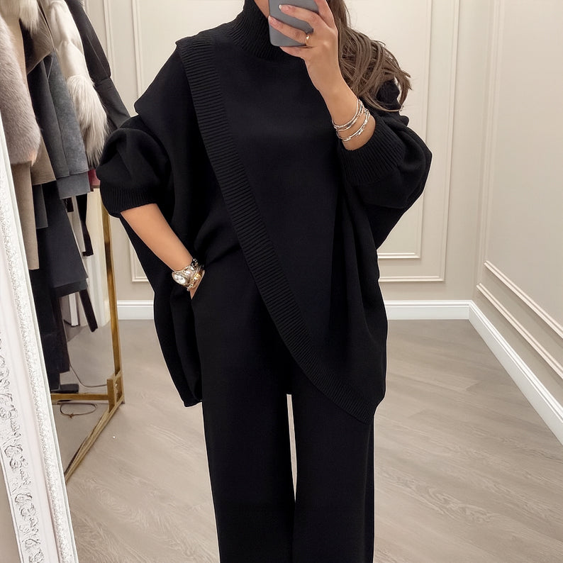 🔥 59 % DE RÉDUCTION ! NOUVEAU ! Ensemble 2 pièces femme – Pull asymétrique + pantalon large, coupe ample et tissu doux, ultra confortable 👚✨ ✅ Livraison gratuite