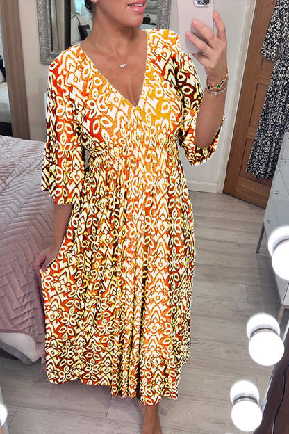 🌸50 % de Réduction🔥Robe à fleurs à col en V – Élégante, légère & parfaite pour les journées ensoleillées👗