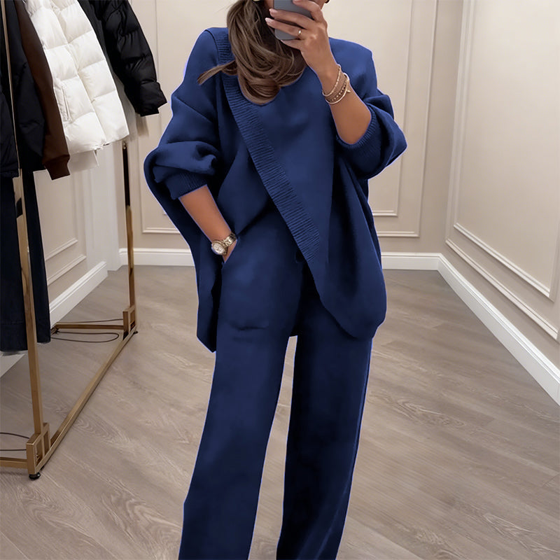 🔥 59 % DE RÉDUCTION ! NOUVEAU ! Ensemble 2 pièces femme – Pull asymétrique + pantalon large, coupe ample et tissu doux, ultra confortable 👚✨ ✅ Livraison gratuite