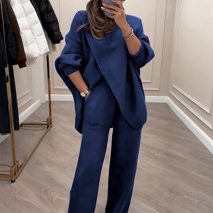 🔥 59 % DE RÉDUCTION ! NOUVEAU ! Ensemble 2 pièces femme – Pull asymétrique + pantalon large, coupe ample et tissu doux, ultra confortable 👚✨ ✅ Livraison gratuite